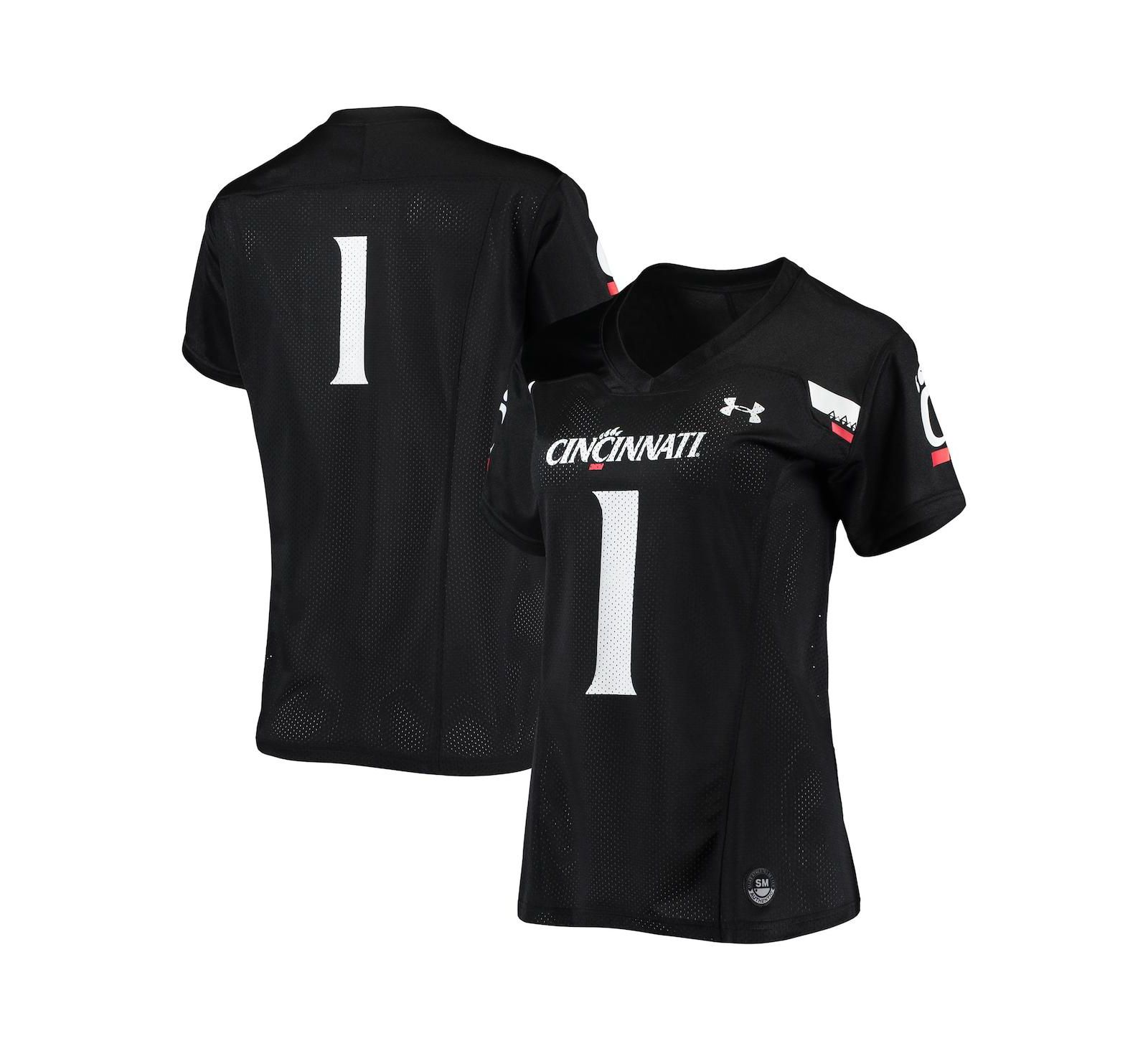 Женская реплика джерси Under Armour #1 Black Cincinnati Bearcats Finished Football Jersey