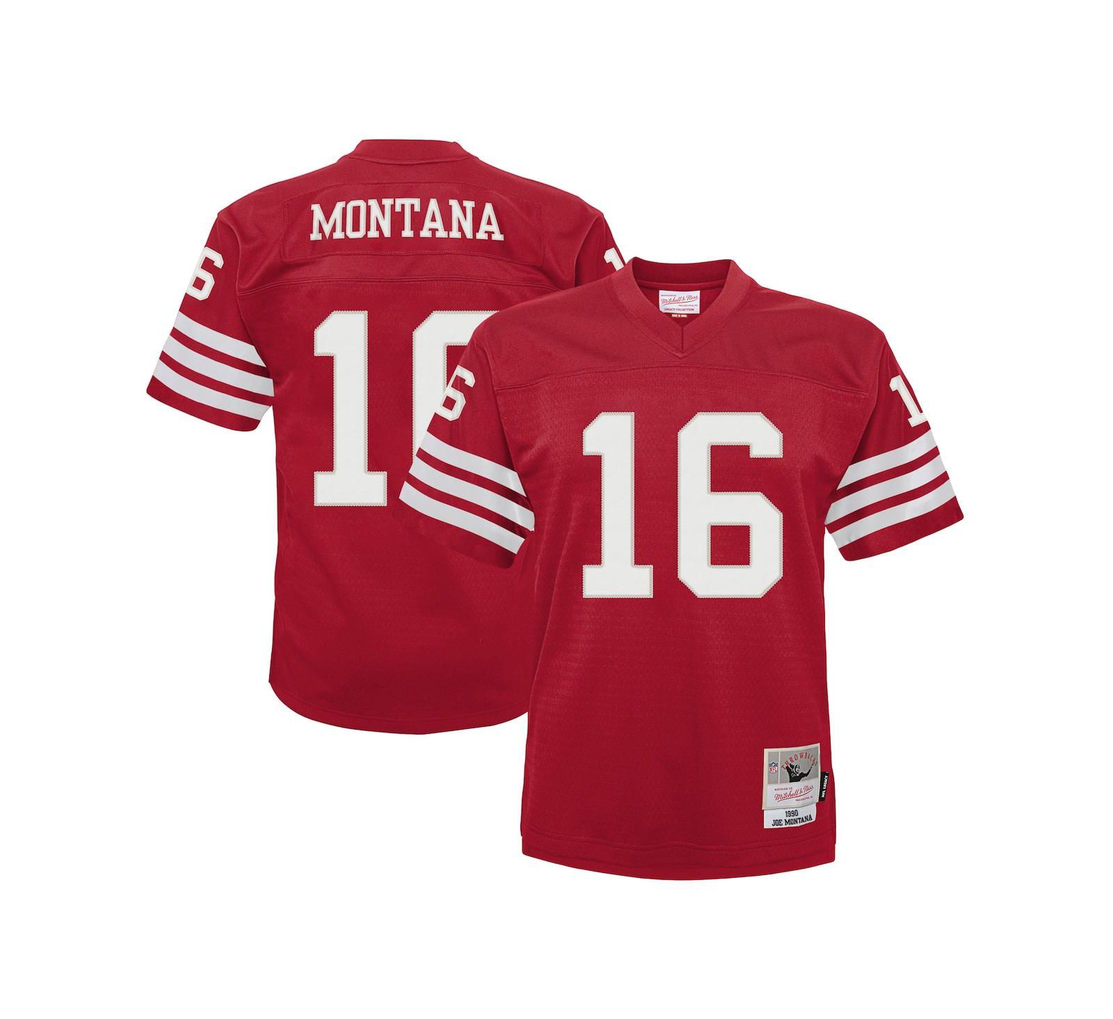 Детская ретро-джерси Mitchell & Ness Джо Монтаны, алая, Сан-Франциско 49ers, 1990, выведенная из обращения, для мальчиков и девочек