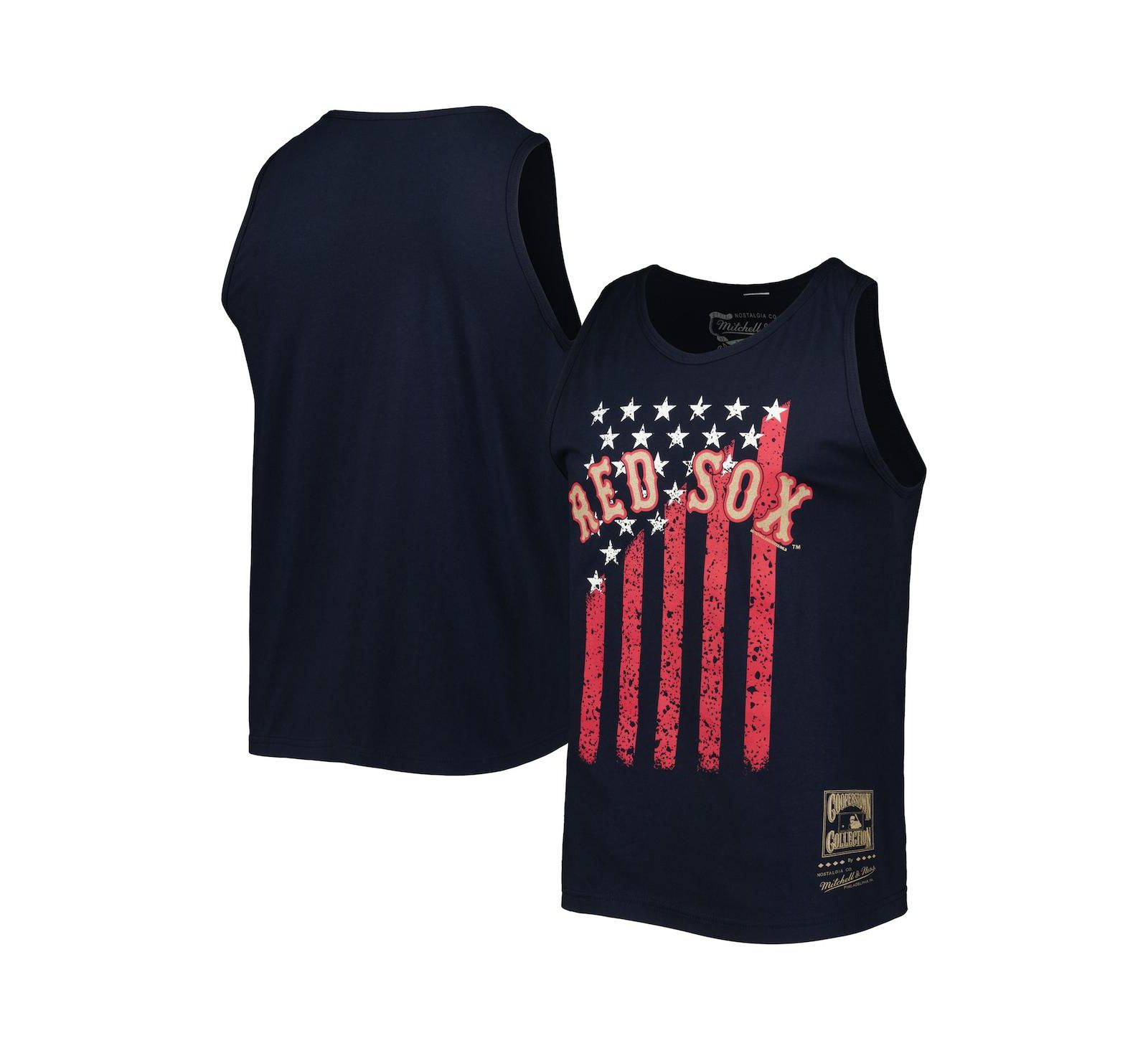 Men's Mitchell & Ness Navy Boston Red Sox Cooperstown Collection Stars and Stripes Tank Top