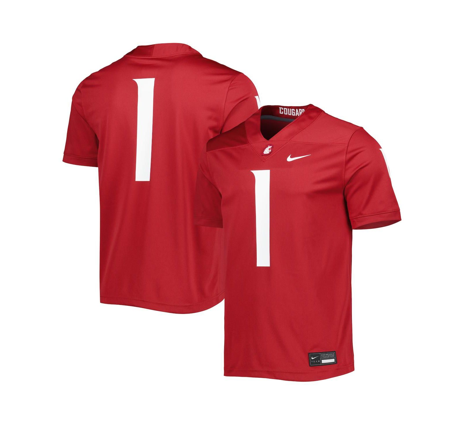 Men's Nike #1 Crimson Washington State Cougars Untouchable Football Jersey