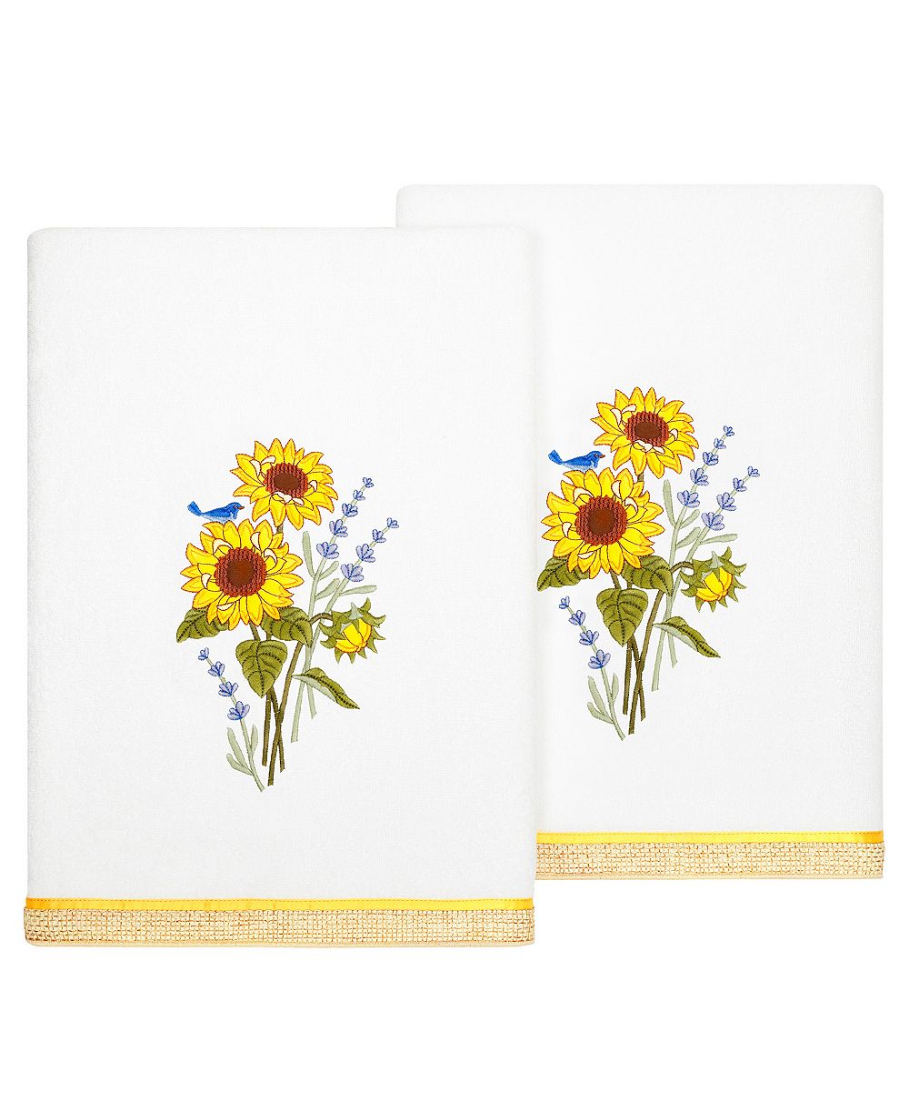 Linum Home Turkish Cotton Girasol Embellished 2-Pc. Bath Towel Set