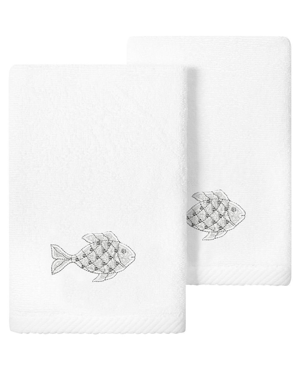Linum Home Turkish Cotton Figi Embellished 2-Pc. Fingertip Towel Set