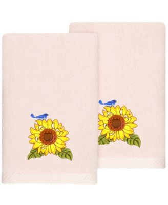 Linum Home Turkish Cotton Girasol Embellished 2-Pc. Fingertip Towel Set