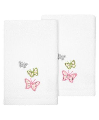 Linum Home Turkish Cotton Mariposa Embellished 2-Pc. Fingertip Towel Set