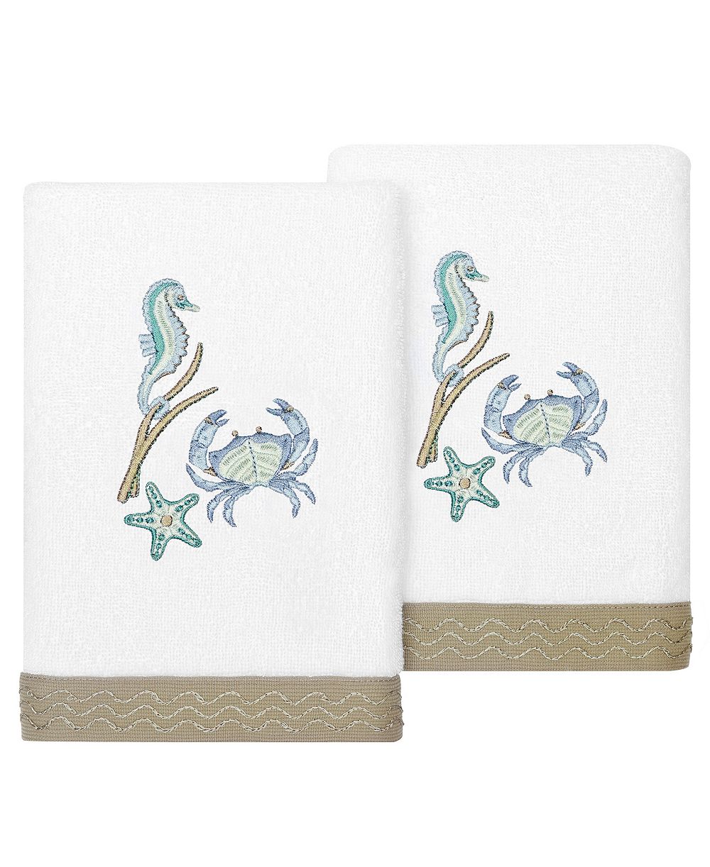 Linum Home Turkish Cotton Aaron Embellished 2-Pc. Hand Towel Set