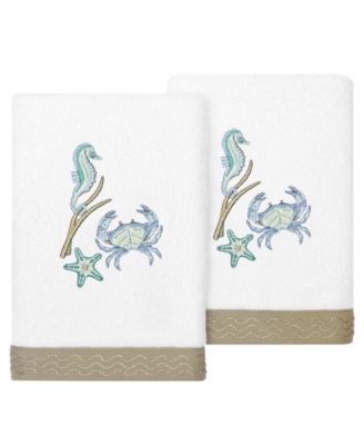Linum Home Turkish Cotton Aaron Embellished 2-Pc. Hand Towel Set