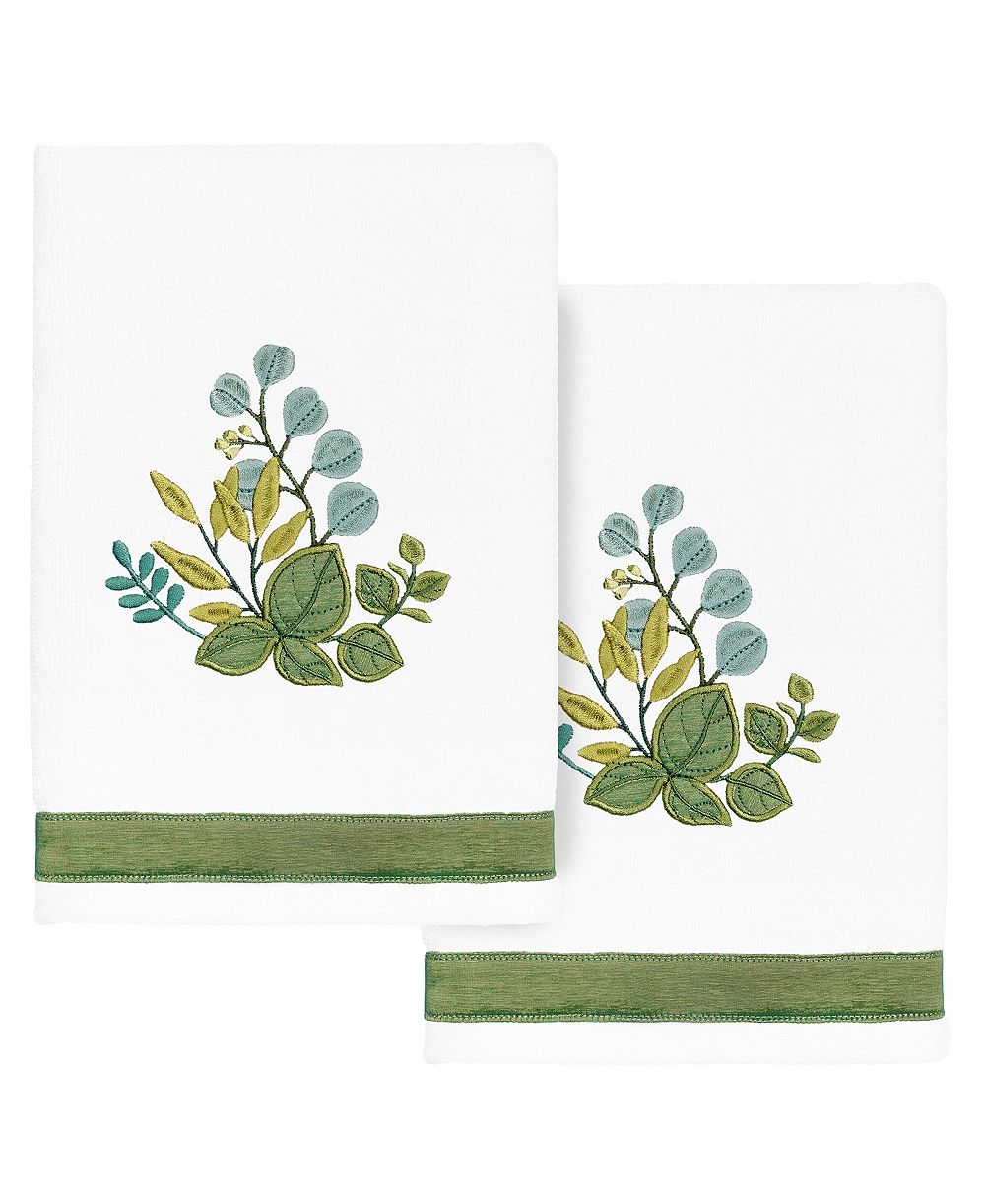 Linum Home Turkish Cotton Botanica Embellished 2-Pc. Hand Towel Set