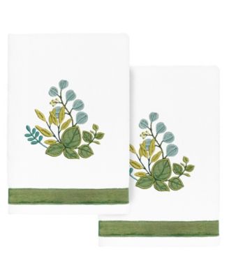 Linum Home Turkish Cotton Botanica Embellished 2-Pc. Hand Towel Set