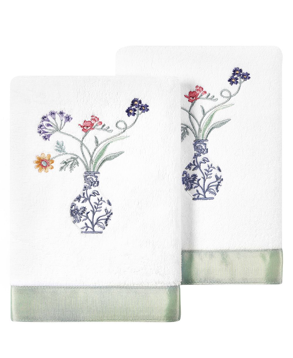 Linum Home Turkish Cotton Stella Embellished 2-Pc. Hand Towel Set