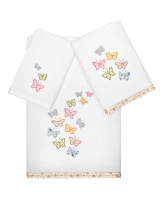Linum Home Turkish Cotton Mariposa Embellished 3-Pc. Bath Towel Set