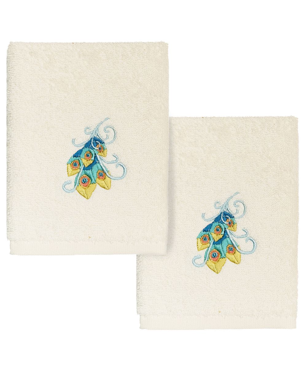 Linum Home Turkish Cotton Penelope Embellished 2-Pc. Washcloth Set