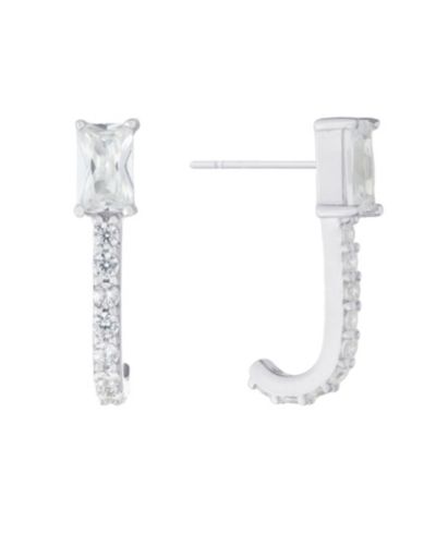 Giani Bernini Cubic Zirconia (1.44 ct.t.w.) Clear Baguette Half Hoop Post Earrings
