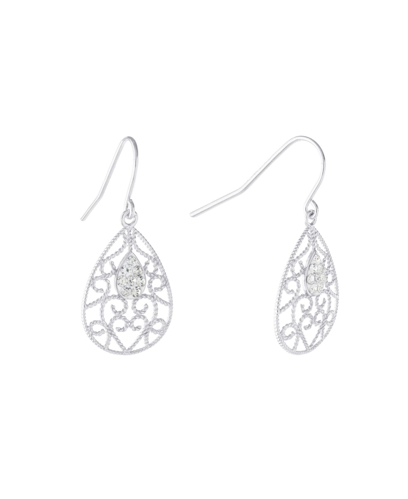 Giani Bernini серьги-капли Filigree с кристаллом в стерлинговом серебре