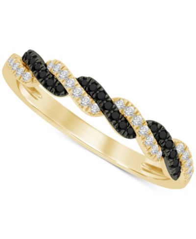 Кольцо Macy's с черным бриллиантом (1/10 ct. t.w.) и белым бриллиантом (1/10 ct. t.w.) в золоте 14k