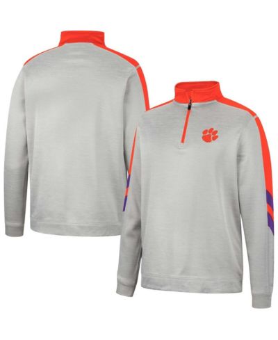 Мужская куртка Colosseum Gray and Orange Clemson Tigers Bushwood Fleece Quarter-Zip