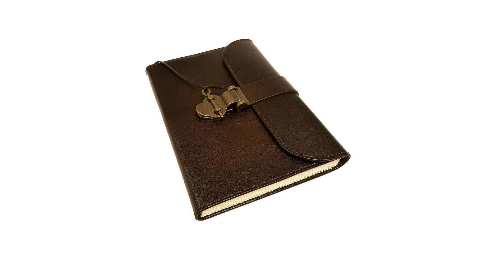 Dark Brown Leather Journal with Flap and Latch Closure by Nouvel Art