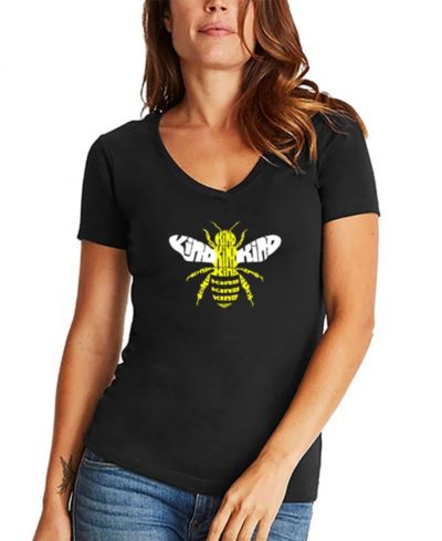 Футболка LA Pop Art Women's Bee Kind Word Art с V-образным вырезом