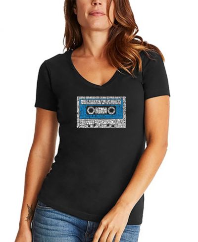 LA Pop Art Women's 80s One Hit Wonders Word Art V-neck T-shirt