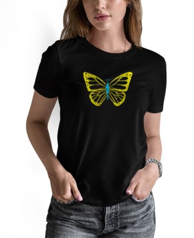 LA Pop Art Women's Butterfly Word Art T-shirt
