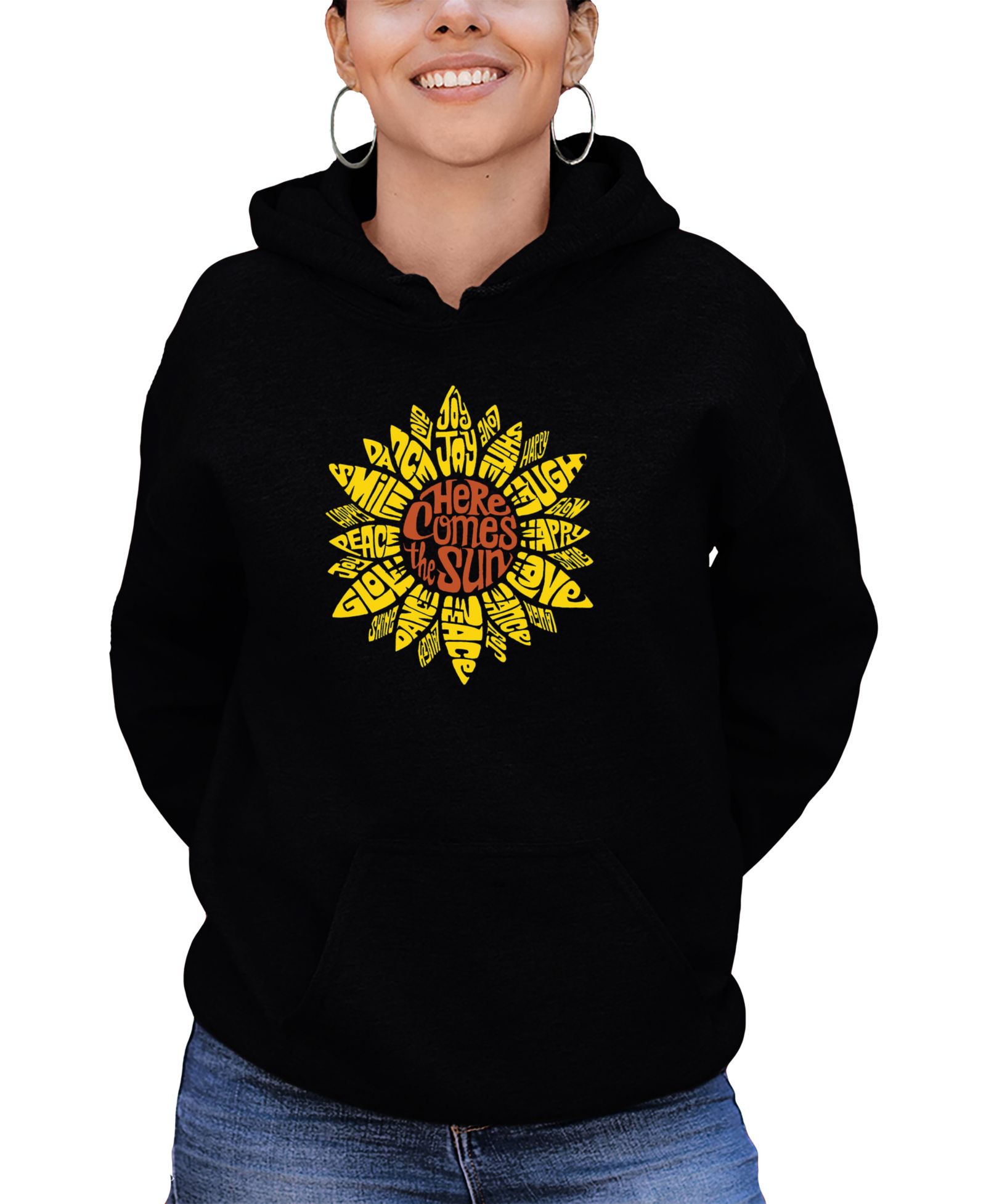 Женская толстовка с капюшоном LA Pop Art Sunflower Word Art