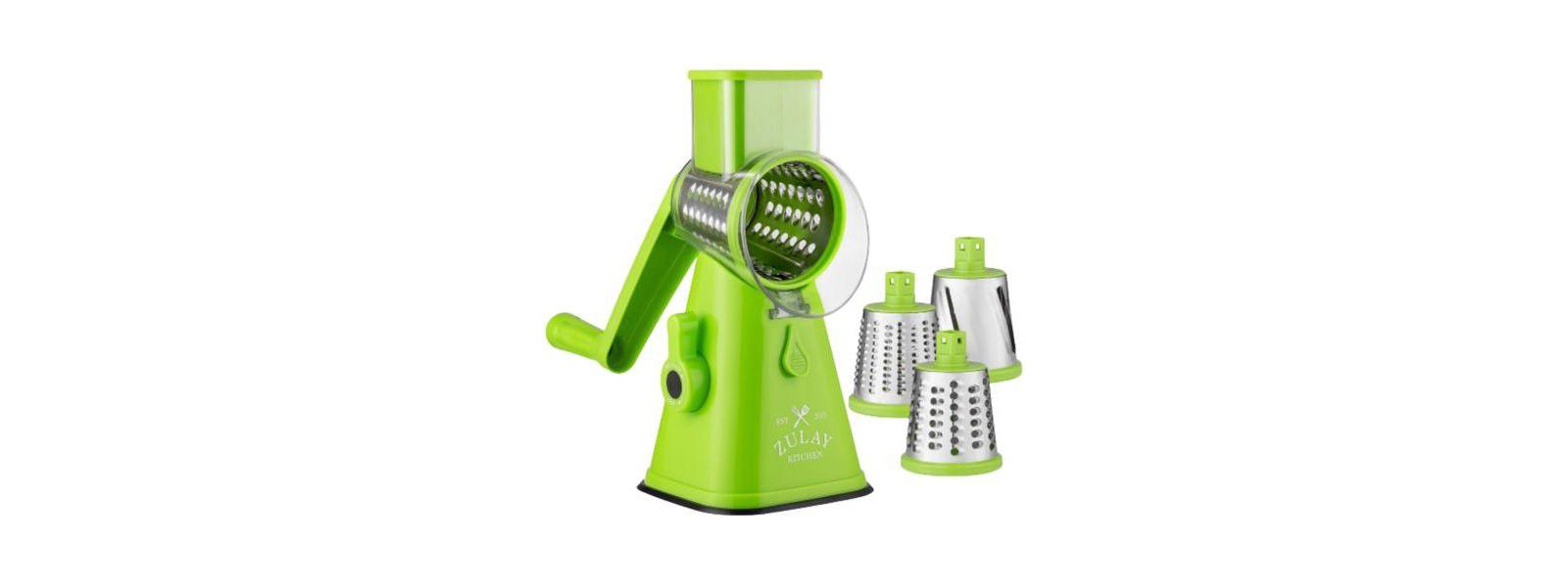 Rotary Cheese Grater with Suction and 3 Stainless Steel Drums