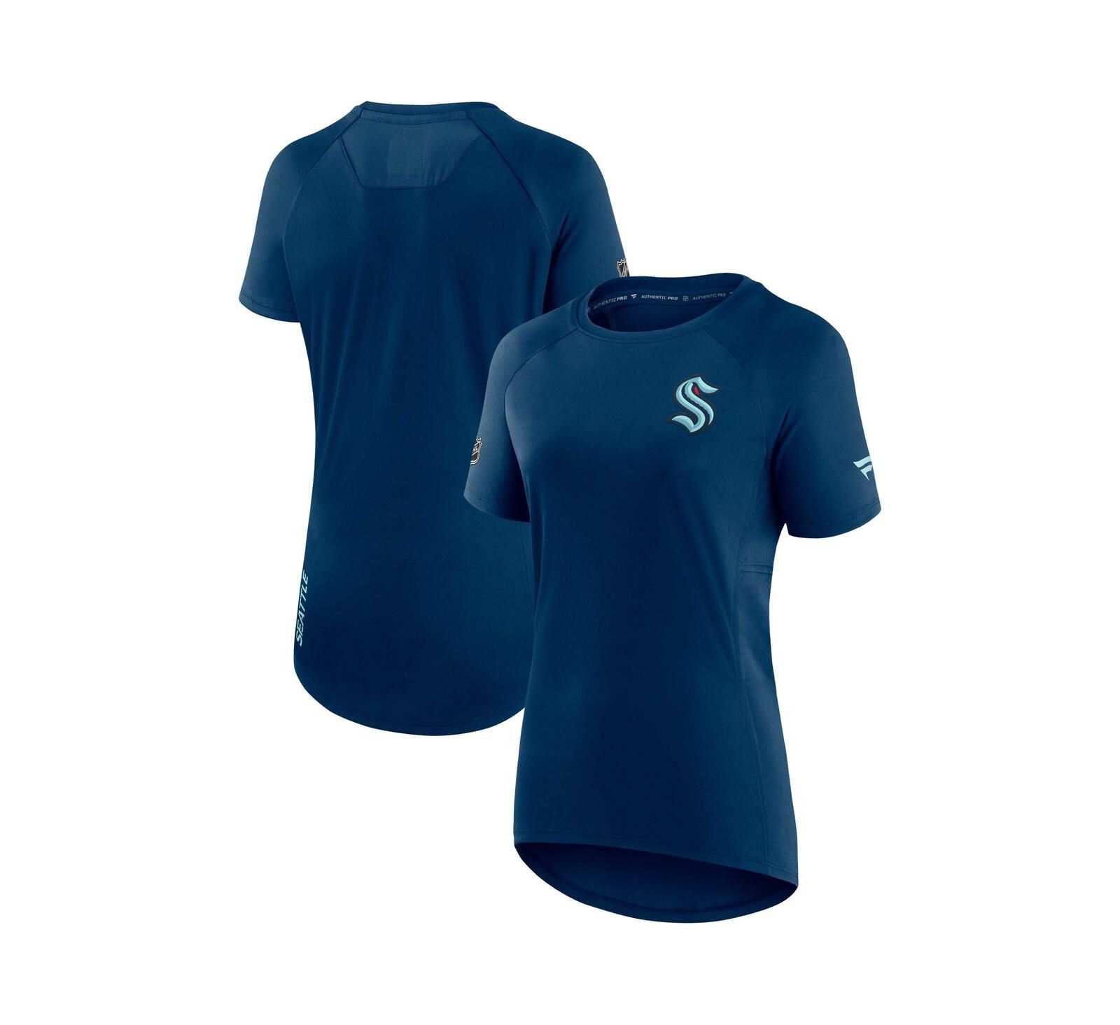 Women's Fanatics Deep Sea Blue Seattle Kraken Authentic Pro Rink Raglan Tech T-shirt