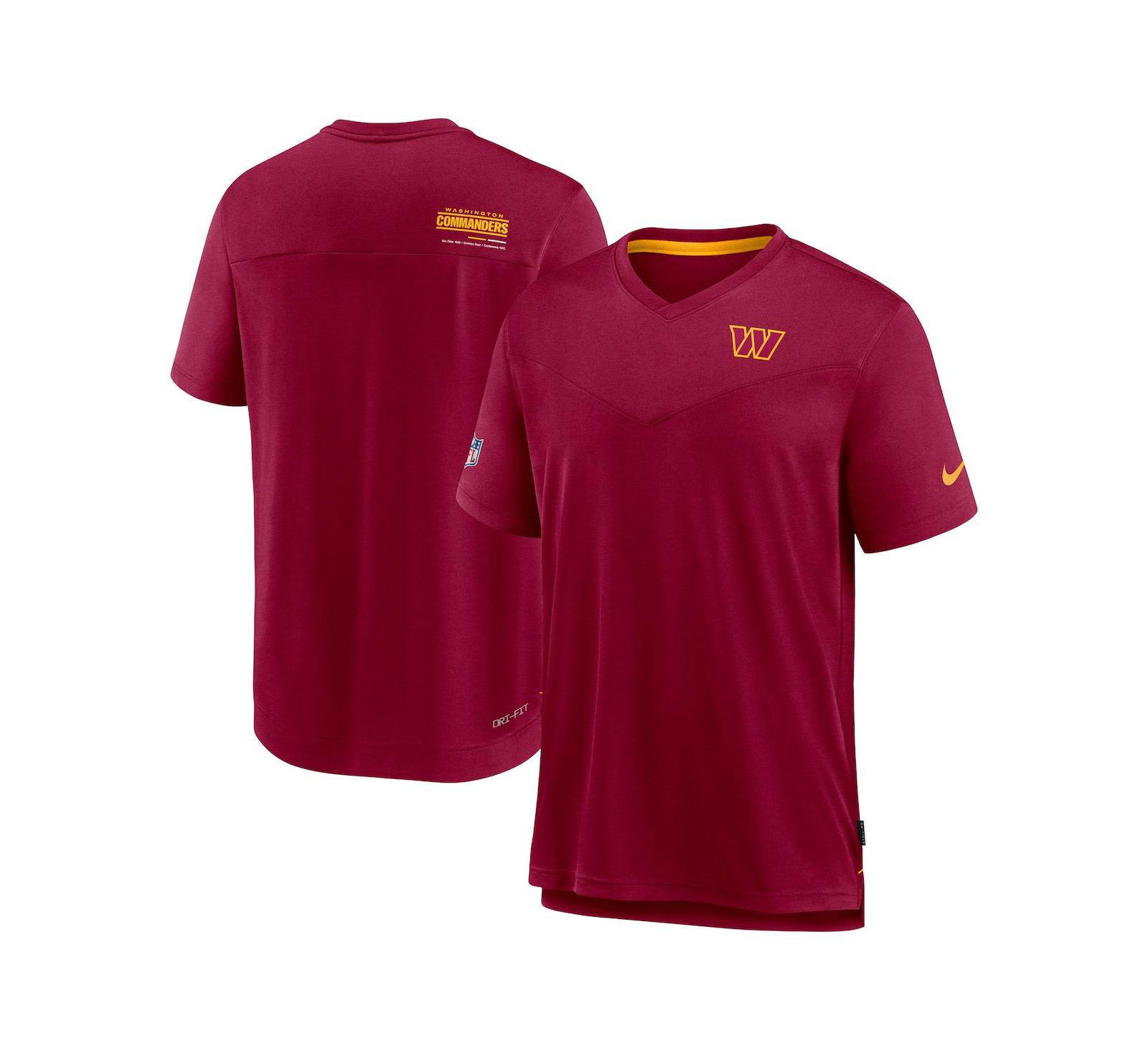 Футболка Nike Men's Burgundy Washington Commanders Sideline Coach Chevron V-neck Performance