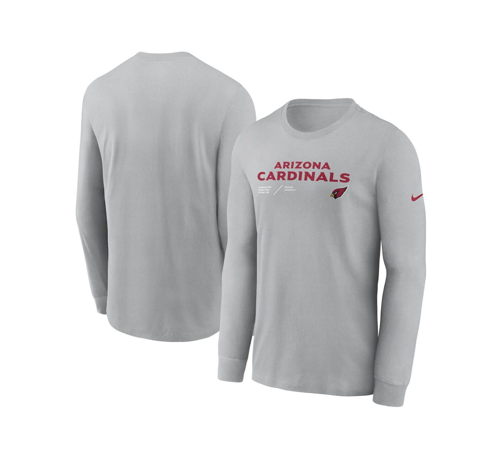 Nike Мужская серая футболка с длинным рукавом Arizona Cardinals