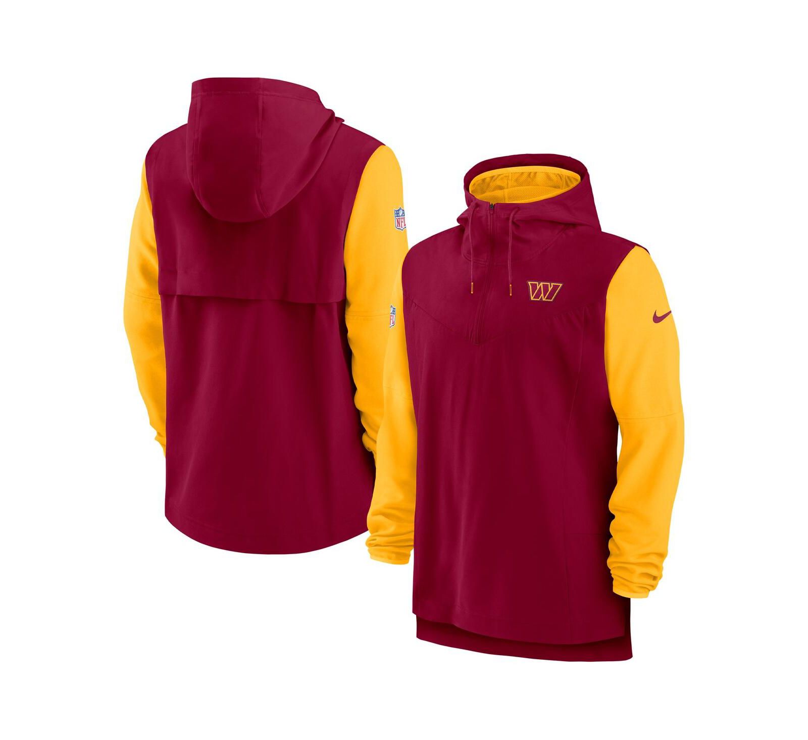 Мужское худи Nike Burgundy Gold Washington Commanders Sideline Player Quarter-zip