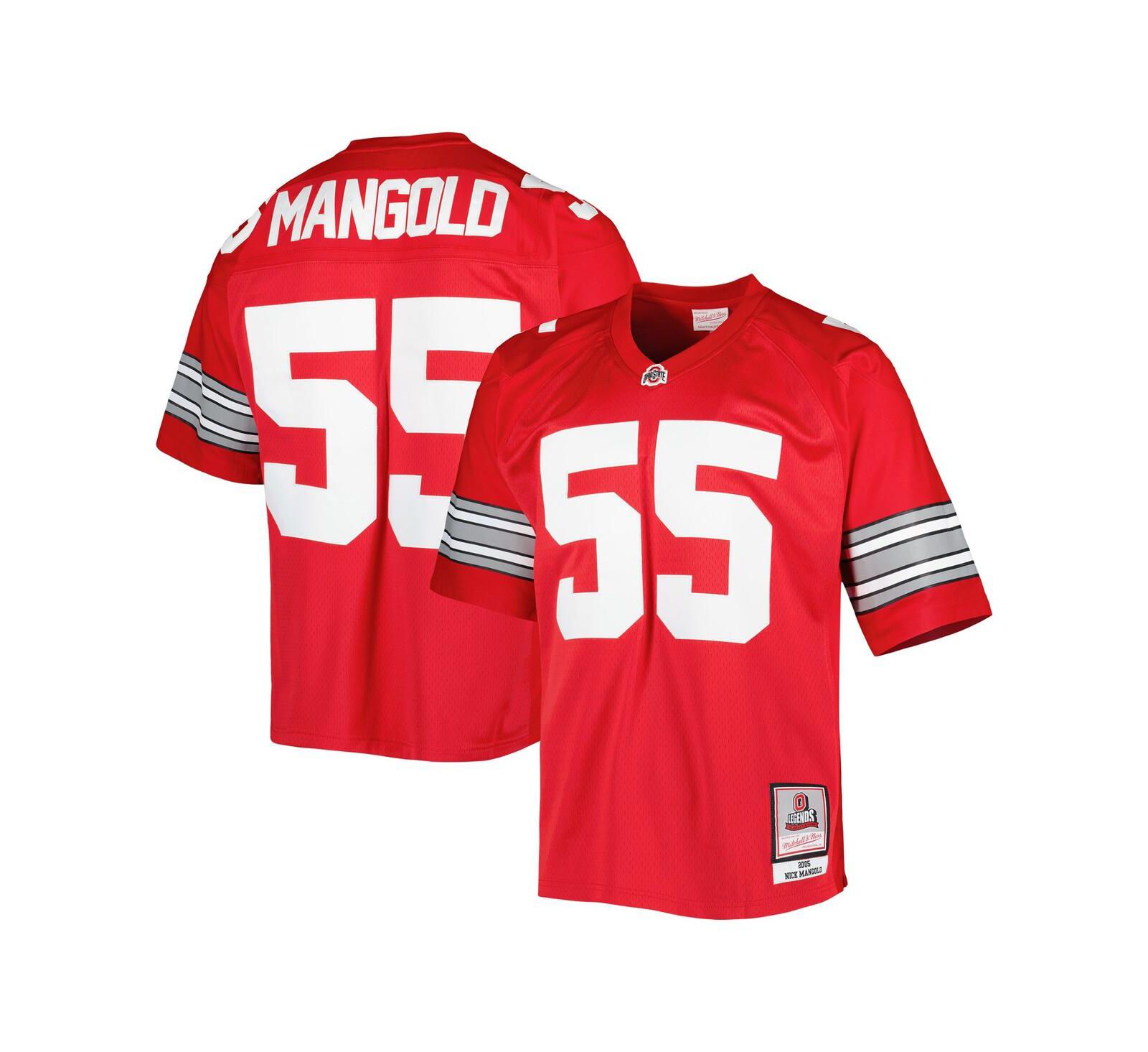 Men's Mitchell & Ness Nick Mangold Scarlet Ohio State Buckeyes Authentic Jersey
