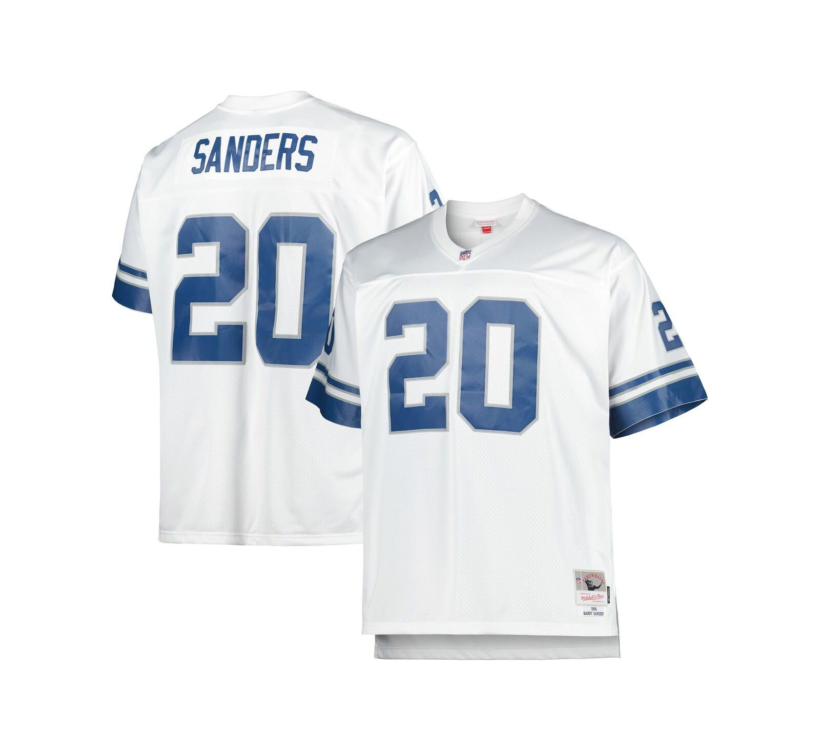 Мужская джерси Mitchell & Ness Barry Sanders White Detroit Lions Big and Tall 1996 Retired Player Replica