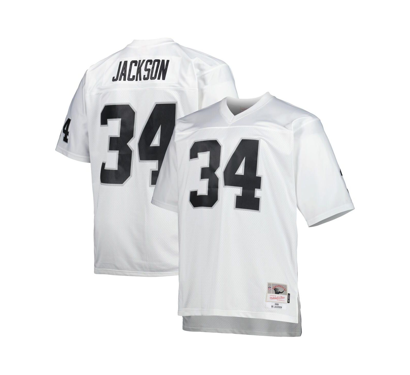 Men's Mitchell & Ness Bo Jackson White Las Vegas Raiders Big and Tall 1988 Retired Player Replica Jersey