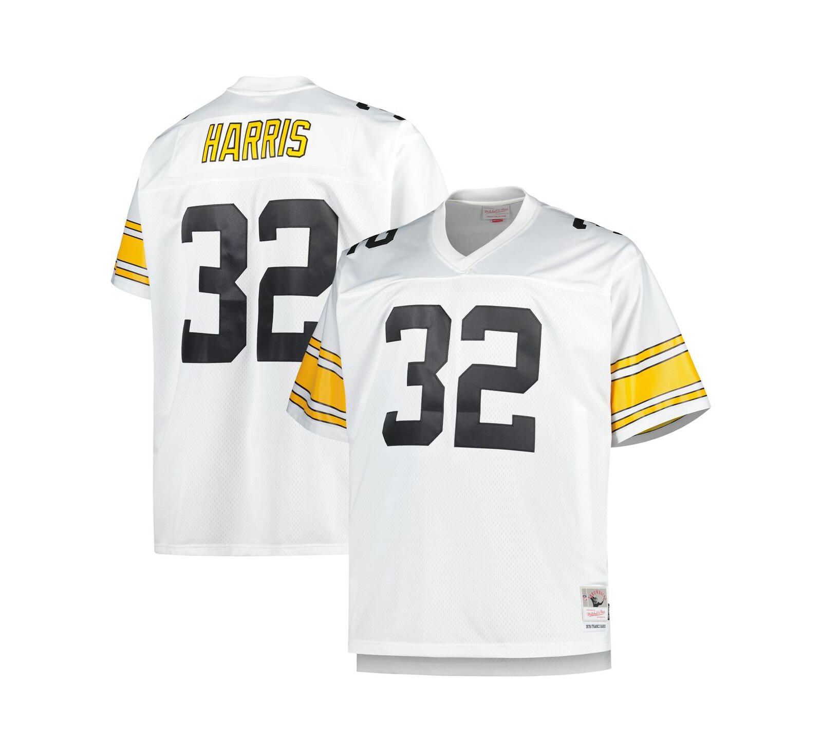 Men's Mitchell & Ness Franco Harris White Pittsburgh Steelers Big and Tall 1976 Retired Player Replica Jersey