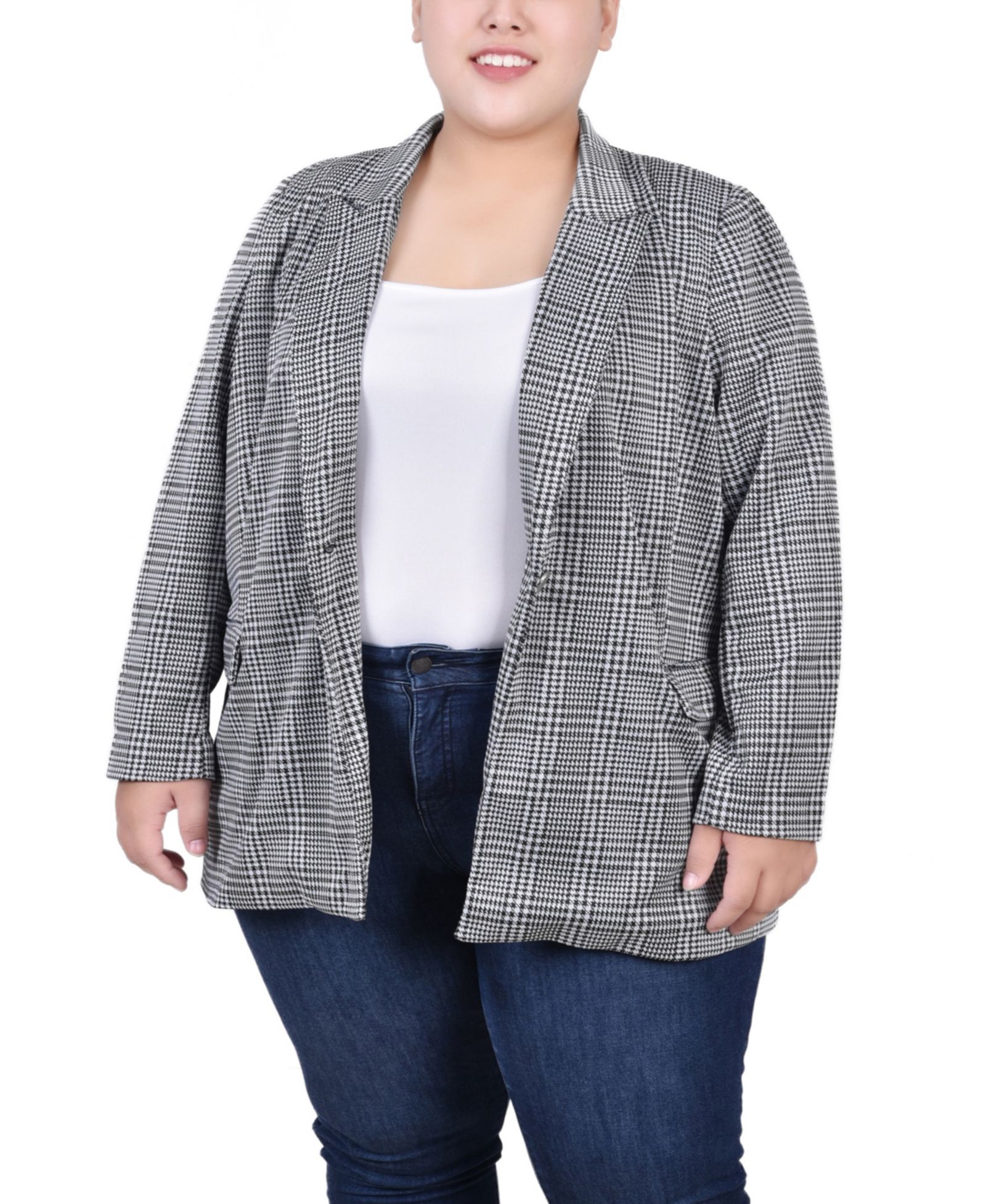 NY Collection Plus Size Long Sleeve Ponte Jacket