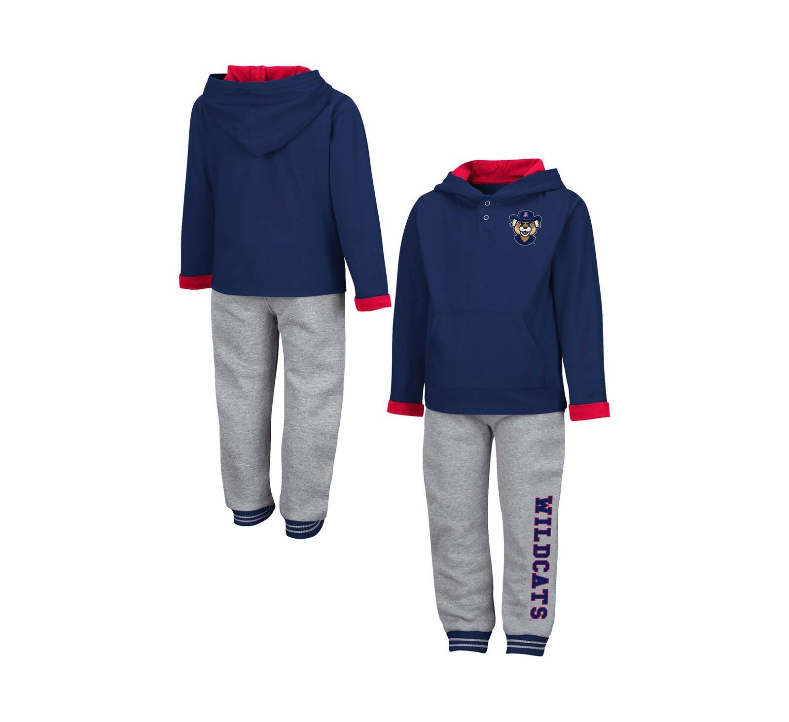Детский комплект из худи и брюк Colosseum Arizona Wildcats Navy и Heathered Gray