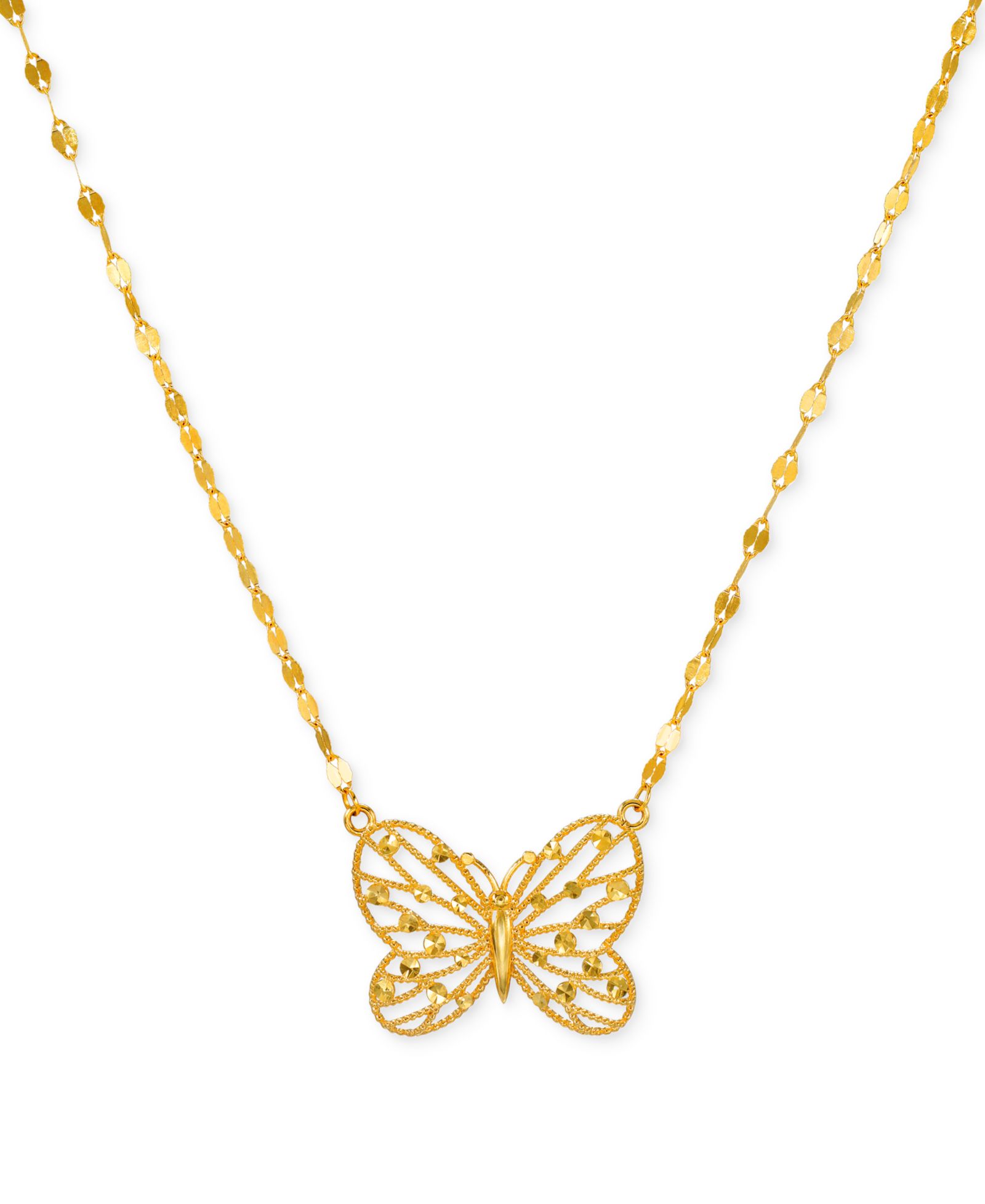Butterfly Openwork Подвеска в 10k золоте 18"