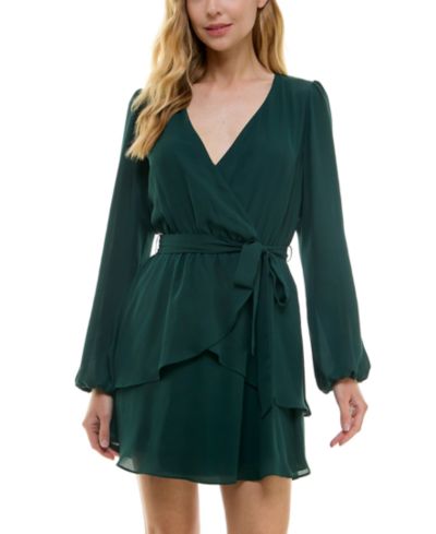 Платье City Studios Juniors' Surplice-Neck Fit & Flare V-Neck