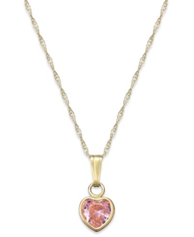 Детская подвеска-сердце из 14k Gold с розовым цирконием