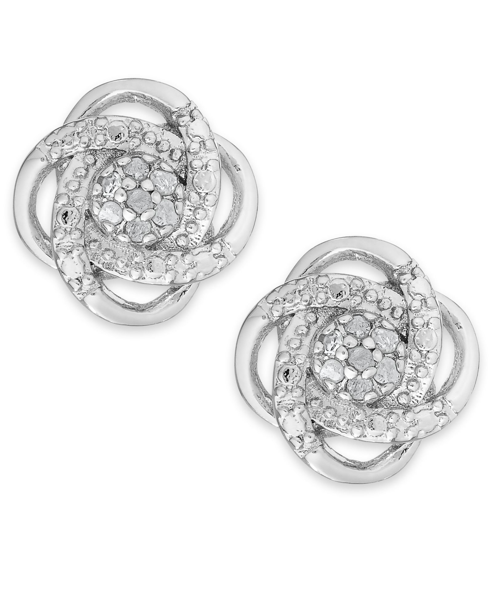 Серьги-гвоздики Diamond Love Knot из стерлингового серебра или позолоченного серебра 18k (1/10 ct. t.w.)