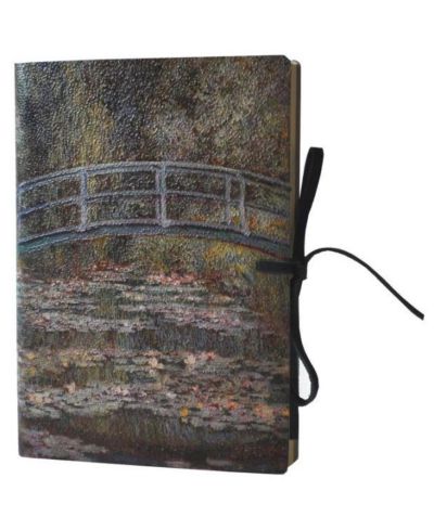 Кожаный дневник Monet Bridge over a Pond of Water Lilies с замшевым ремешком, 19 lined pages, 6" x 8"