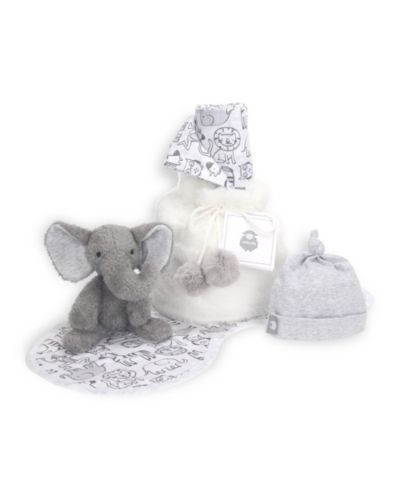 Подарочный набор Lambs & Ivy для младенцев, 5 предметов, серо-белый плюш с пеленкой