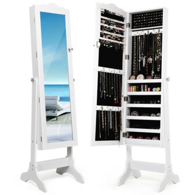 Зеркальный шкаф для украшений Costway White Storage Box Organizer