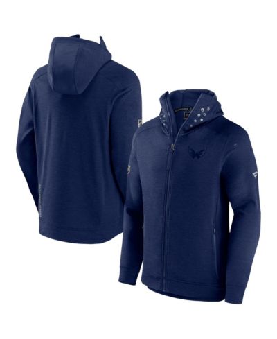 Худи на молнии Fanatics Мужской Washington Capitals Heather Navy Authentic Pro Road Tech