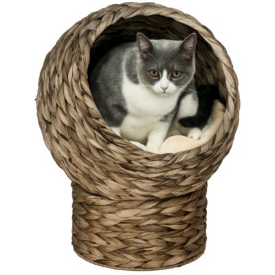 Приподнятая плетеная корзина-лежанка для кошек PawHut, 20"