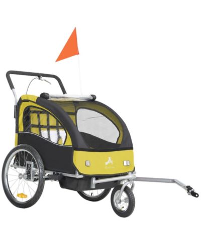 Aosom Kids Elite 2-Seat Bicycle Trailer Steel w/ Water Resist Windows