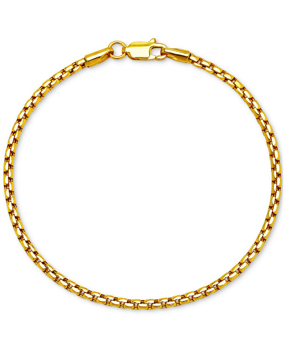 Браслет с цепью Rounded Box Link 7", золото 14k