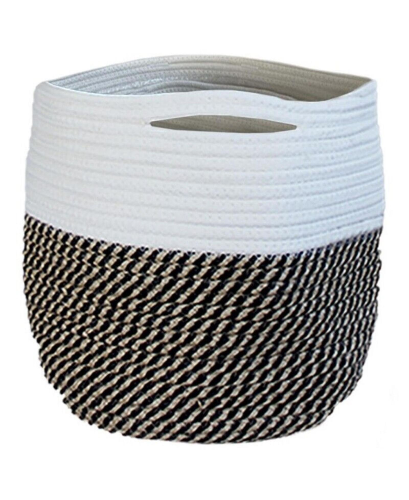 Bloem BloemBagz Round Fabric Planter Bag with Handles and Liner, Black/White 10inches