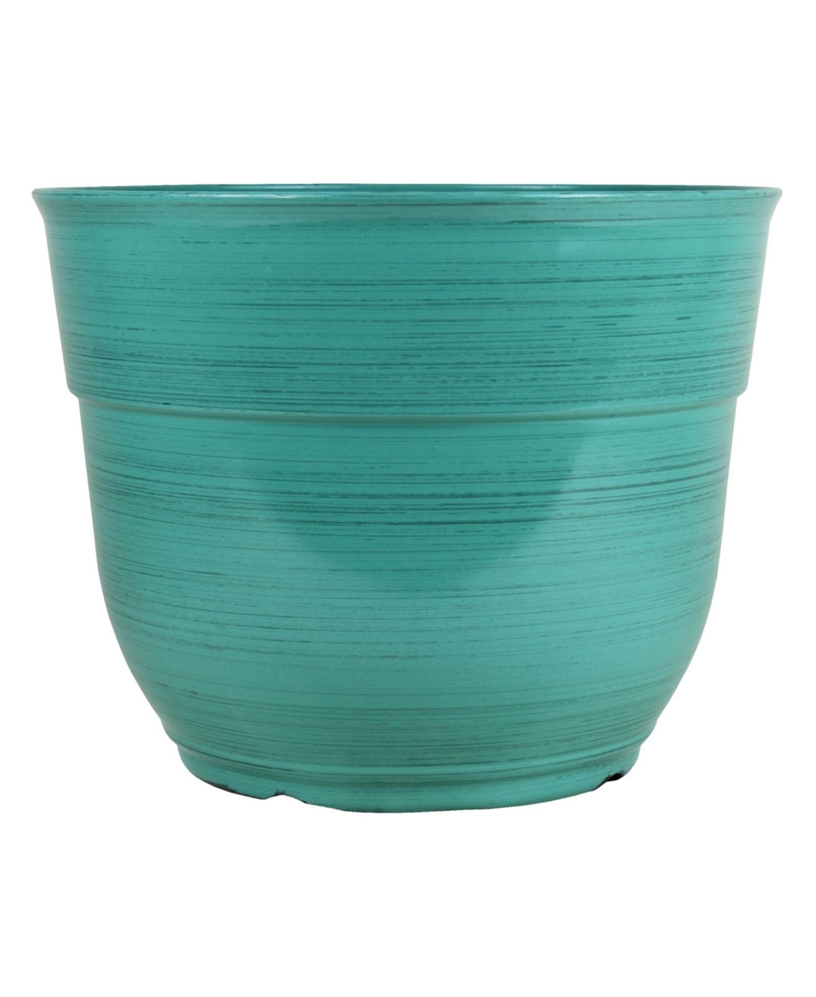 Большой пластиковый кашпо Garden Elements Glazed Brushed Happy Dark Aqua 15 Inch