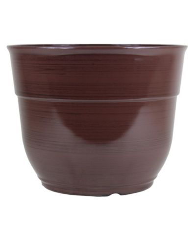 Кашпо Garden Elements Glazed Brushed Happy Large Plastic 15 Inch Dark Brown