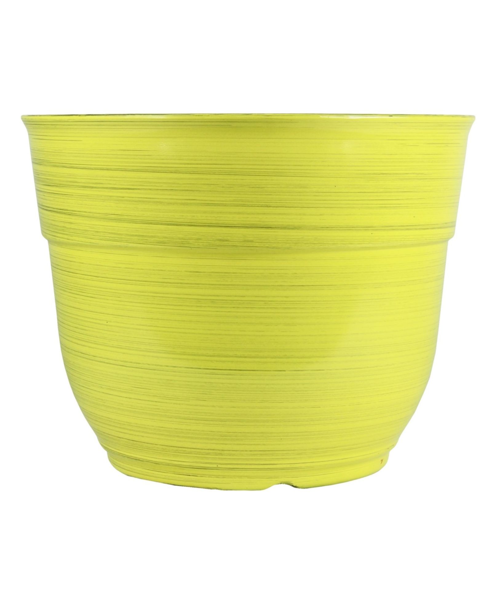 Кашпо Garden Elements Glazed Brushed Happy Large Plastic Bright Yellow 15 Inches